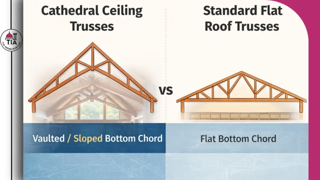 Cathedral Ceiling Trusses ns Stadard flat Ceiling Trusses